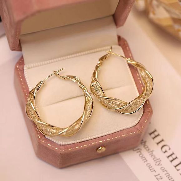 Jewelry - Glamorous 18K Gold-Plated Hoop Earrings